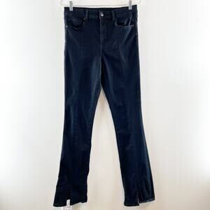 American Eagle High Rise Skinny Kick Split Hem Flare Jeans Dark Blue 12 X-Long